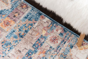 Blue 2' 2 x 6' Basilica Runner Area Rug 100% Polyester With Jute Backing Colorful Distressed Vintage Modern Carpet for Dorm Room Living Dining Office Decor Easy to Clean Rustic Interior Design for Sale at Rug Engine