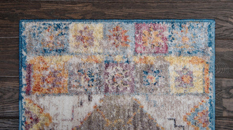 Blue 2' 2 x 6' Basilica Runner Area Rug 100% Polyester With Jute Backing Colorful Distressed Vintage Modern Carpet for Dorm Room Living Dining Office Decor Easy to Clean Rustic Interior Design for Sale at Rug Engine