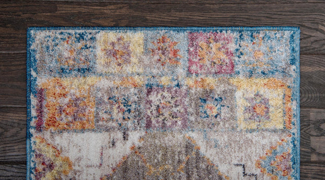 Blue 2' 2 x 6' Basilica Runner Area Rug 100% Polyester With Jute Backing Colorful Distressed Vintage Modern Carpet for Dorm Room Living Dining Office Decor Easy to Clean Rustic Interior Design for Sale at Rug Engine