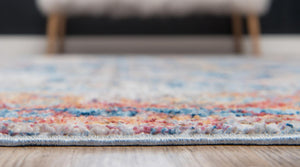 Blue 4' 1 x 6' 1 Basilica Rectangle Area Rug 100% Polyester With Jute Backing Colorful Distressed Vintage Modern Carpet for Dorm Room Living Dining Office Decor Easy to Clean Rustic Interior Design for Sale at Rug Engine