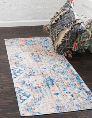 Multicolor 2' 2 x 6' 1 Basilica Runner Area Rug 100% Polyester With Jute Backing Colorful Distressed Vintage Modern Carpet for Dorm Room Living Dining Office Decor Easy to Clean Rustic Interior Design for Sale at Rug Engine