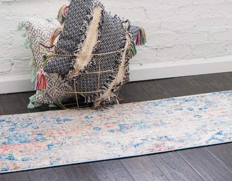 Multicolor 2' 2 x 6' 1 Basilica Runner Area Rug 100% Polyester With Jute Backing Colorful Distressed Vintage Modern Carpet for Dorm Room Living Dining Office Decor Easy to Clean Rustic Interior Design for Sale at Rug Engine