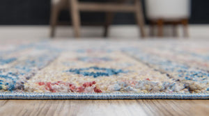 Multicolor 2' 2 x 6' 1 Basilica Runner Area Rug 100% Polyester With Jute Backing Colorful Distressed Vintage Modern Carpet for Dorm Room Living Dining Office Decor Easy to Clean Rustic Interior Design for Sale at Rug Engine