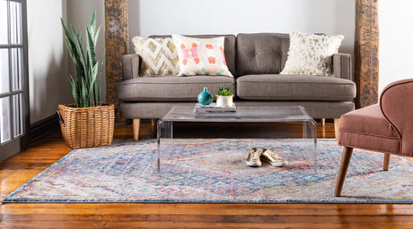 Blue 3' 3 x 5' 3 Brighton Rectangle Area Rug 100% Polyester With Jute Backing Vintage Distressed Colorful Traditional Carpet for Interior Room Design for Sale at Rug Engine