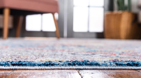 Blue 3' 3 x 5' 3 Brighton Rectangle Area Rug 100% Polyester With Jute Backing Vintage Distressed Colorful Traditional Carpet for Interior Room Design for Sale at Rug Engine