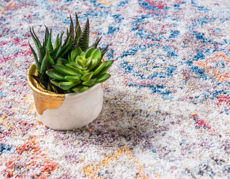 Blue 8' x 10' Brighton Rectangle Area Rug 100% Polyester With Jute Backing Vintage Distressed Colorful Traditional Carpet for Interior Room Design for Sale at Rug Engine