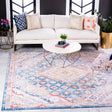 Blue 8' x 8' Brighton Square Area Rug 100% Polyester With Jute Backing Vintage Distressed Colorful Traditional Carpet for Interior Room Design for Sale at Rug Engine