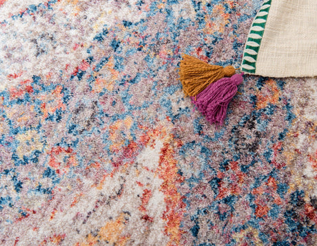 Blue 2' 7 x 8' 2 Brighton Runner Area Rug 100% Polyester With Jute Backing Vintage Distressed Colorful Traditional Carpet for Interior Room Design for Sale at Rug Engine