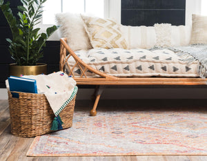 Orange 9' x 12' Brighton Rectangle Area Rug 100% Polyester With Jute Backing Vintage Distressed Colorful Traditional Carpet for Interior Room Design for Sale at Rug Engine