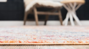 Orange 9' x 12' Brighton Rectangle Area Rug 100% Polyester With Jute Backing Vintage Distressed Colorful Traditional Carpet for Interior Room Design for Sale at Rug Engine