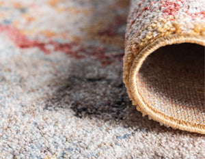 Orange 9' x 12' Brighton Rectangle Area Rug 100% Polyester With Jute Backing Vintage Distressed Colorful Traditional Carpet for Interior Room Design for Sale at Rug Engine