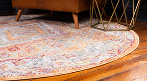 Orange 6' 1 x 6' 1 Brighton Round Area Rug 100% Polyester With Jute Backing Vintage Distressed Colorful Traditional Carpet for Interior Room Design for Sale at Rug Engine