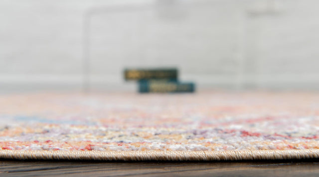Orange 3' 3 x 3' 3 Brighton Round Area Rug 100% Polyester With Jute Backing Vintage Distressed Colorful Traditional Carpet for Interior Room Design for Sale at Rug Engine