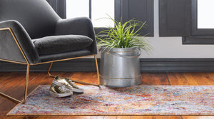 Orange 2' 7 x 8' 2 Brighton Runner Area Rug 100% Polyester With Jute Backing Vintage Distressed Colorful Traditional Carpet for Interior Room Design for Sale at Rug Engine