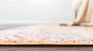 Orange 2' 7 x 8' 2 Brighton Runner Area Rug 100% Polyester With Jute Backing Vintage Distressed Colorful Traditional Carpet for Interior Room Design for Sale at Rug Engine