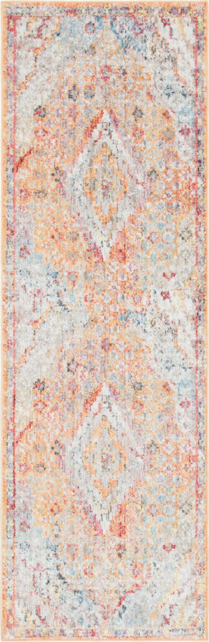 Orange 2' 7 x 8' 2 Brighton Runner Area Rug 100% Polyester With Jute Backing Vintage Distressed Colorful Traditional Carpet for Interior Room Design for Sale at Rug Engine