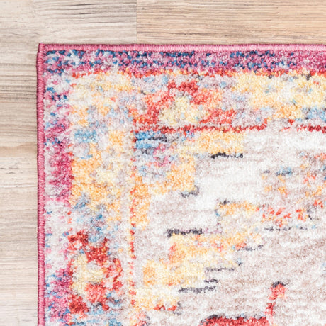 Multicolor 3' 3 x 5' 3 Brighton Rectangle Area Rug 100% Polyester With Jute Backing Vintage Distressed Colorful Traditional Carpet for Interior Room Design for Sale at Rug Engine