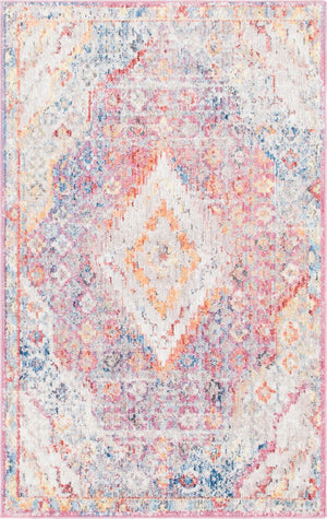 Multicolor 3' 3 x 5' 3 Brighton Rectangle Area Rug 100% Polyester With Jute Backing Vintage Distressed Colorful Traditional Carpet for Interior Room Design for Sale at Rug Engine