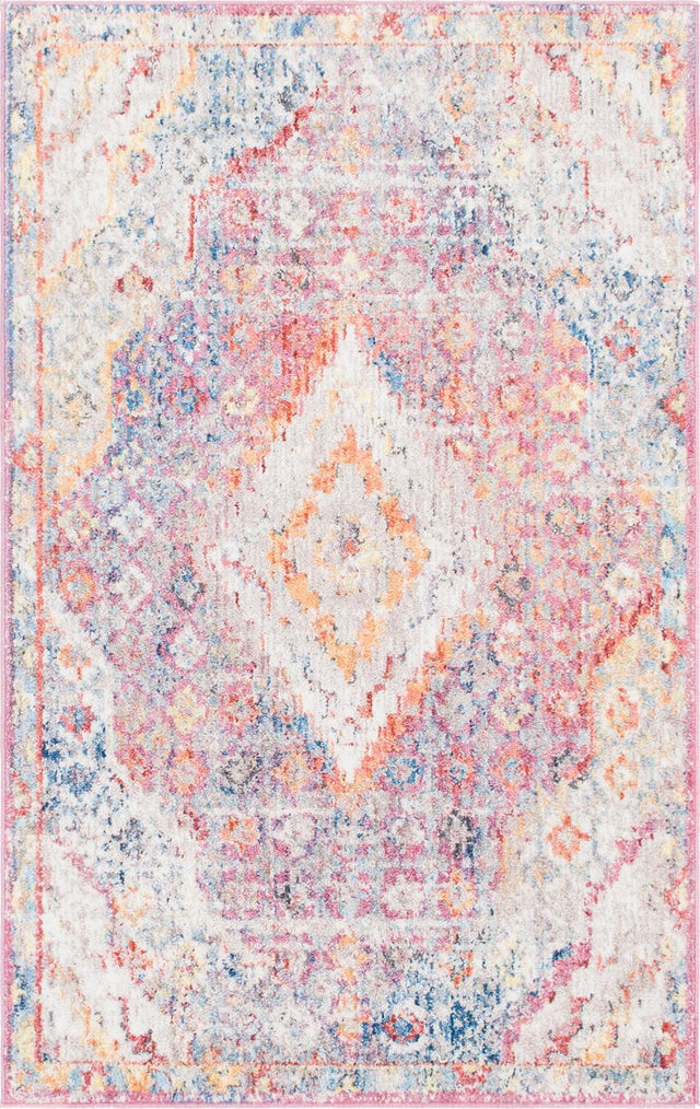 Multicolor 3' 3 x 5' 3 Brighton Rectangle Area Rug 100% Polyester With Jute Backing Vintage Distressed Colorful Traditional Carpet for Interior Room Design for Sale at Rug Engine