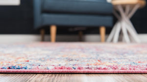 Multicolor 8' x 8' Brighton Square Area Rug 100% Polyester With Jute Backing Vintage Distressed Colorful Traditional Carpet for Interior Room Design for Sale at Rug Engine