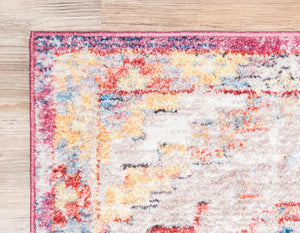 Multicolor 8' x 8' Brighton Square Area Rug 100% Polyester With Jute Backing Vintage Distressed Colorful Traditional Carpet for Interior Room Design for Sale at Rug Engine