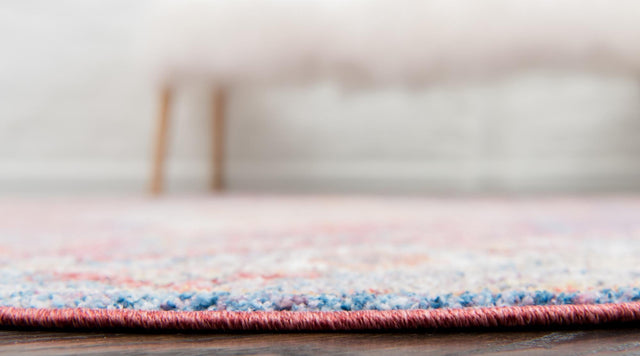 Multicolor 6' 1 x 6' 1 Brighton Round Area Rug 100% Polyester With Jute Backing Vintage Distressed Colorful Traditional Carpet for Interior Room Design for Sale at Rug Engine