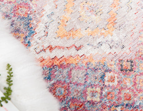Multicolor 6' 1 x 6' 1 Brighton Round Area Rug 100% Polyester With Jute Backing Vintage Distressed Colorful Traditional Carpet for Interior Room Design for Sale at Rug Engine