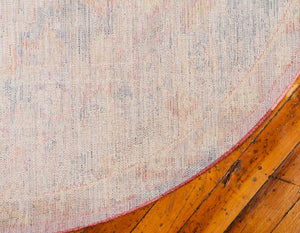 Multicolor 6' 1 x 6' 1 Brighton Round Area Rug 100% Polyester With Jute Backing Vintage Distressed Colorful Traditional Carpet for Interior Room Design for Sale at Rug Engine