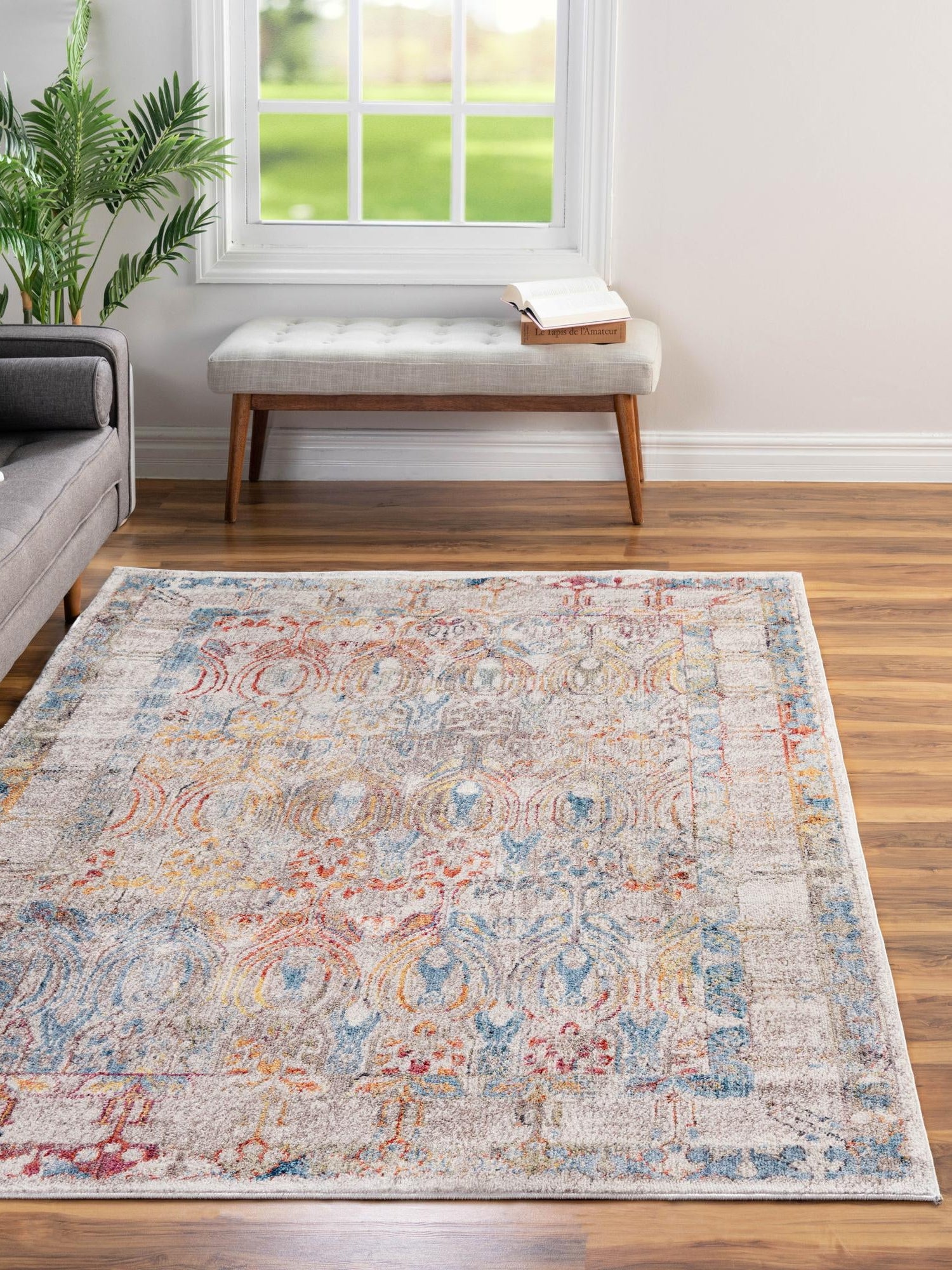 Multicolor 2' 2 x 3' 1 Brighton Rectangle Area Rug 100% Polyester With Jute Backing Vintage Distressed Colorful Traditional Carpet for Interior Room Design for Sale at Rug Engine