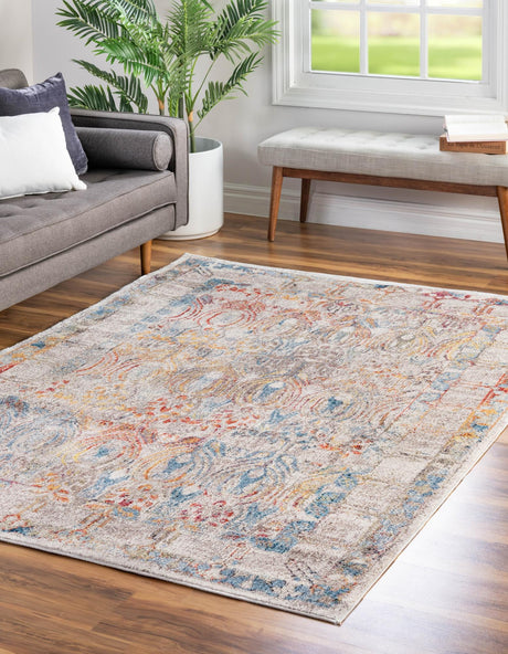 Multicolor 2' 2 x 3' 1 Brighton Rectangle Area Rug 100% Polyester With Jute Backing Vintage Distressed Colorful Traditional Carpet for Interior Room Design for Sale at Rug Engine