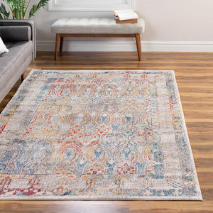 Multicolor 2' 2 x 3' 1 Brighton Rectangle Area Rug 100% Polyester With Jute Backing Vintage Distressed Colorful Traditional Carpet for Interior Room Design for Sale at Rug Engine