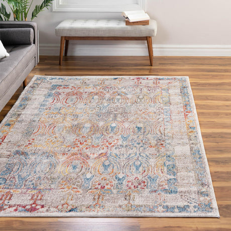 Multicolor 2' 2 x 3' 1 Brighton Rectangle Area Rug 100% Polyester With Jute Backing Vintage Distressed Colorful Traditional Carpet for Interior Room Design for Sale at Rug Engine