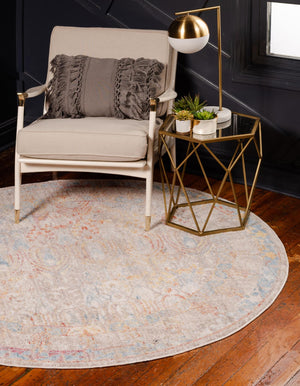 Multicolor 3' 3 x 3' 3 Brighton Round Area Rug 100% Polyester With Jute Backing Vintage Distressed Colorful Traditional Carpet for Interior Room Design for Sale at Rug Engine
