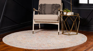 Multicolor 3' 3 x 3' 3 Brighton Round Area Rug 100% Polyester With Jute Backing Vintage Distressed Colorful Traditional Carpet for Interior Room Design for Sale at Rug Engine