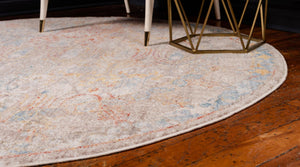 Multicolor 3' 3 x 3' 3 Brighton Round Area Rug 100% Polyester With Jute Backing Vintage Distressed Colorful Traditional Carpet for Interior Room Design for Sale at Rug Engine