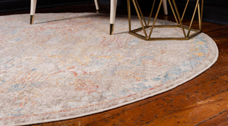 Multicolor 3' 3 x 3' 3 Brighton Round Area Rug 100% Polyester With Jute Backing Vintage Distressed Colorful Traditional Carpet for Interior Room Design for Sale at Rug Engine