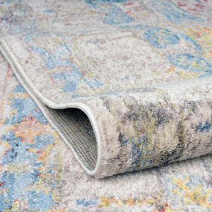Multicolor 3' 3 x 3' 3 Brighton Round Area Rug 100% Polyester With Jute Backing Vintage Distressed Colorful Traditional Carpet for Interior Room Design for Sale at Rug Engine
