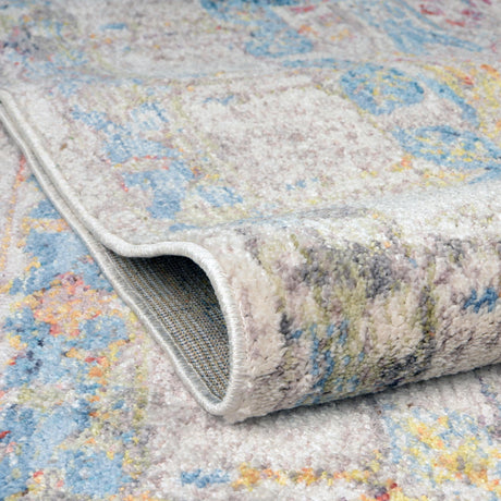 Multicolor 3' 3 x 3' 3 Brighton Round Area Rug 100% Polyester With Jute Backing Vintage Distressed Colorful Traditional Carpet for Interior Room Design for Sale at Rug Engine