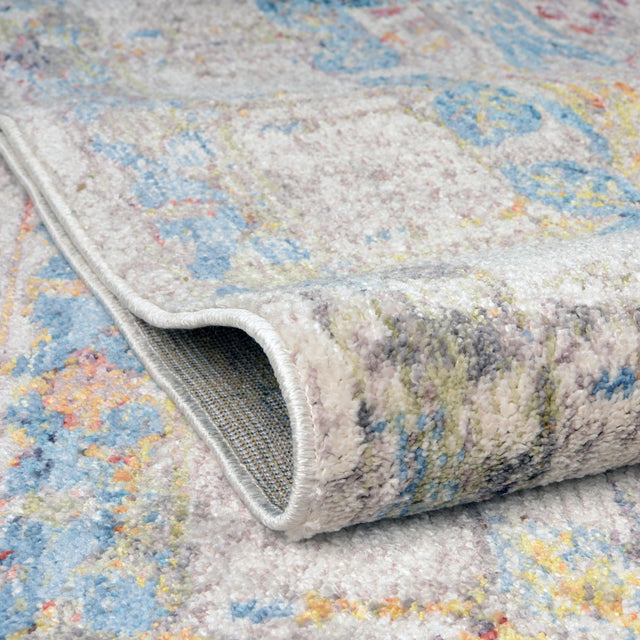 Multicolor 3' 3 x 3' 3 Brighton Round Area Rug 100% Polyester With Jute Backing Vintage Distressed Colorful Traditional Carpet for Interior Room Design for Sale at Rug Engine