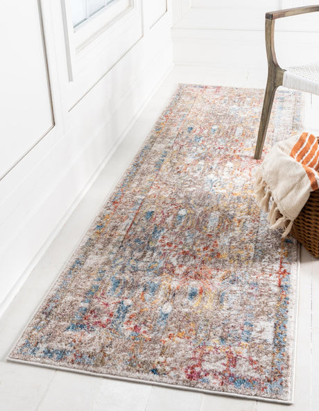 Multicolor 2' 7 x 8' 2 Brighton Runner Area Rug 100% Polyester With Jute Backing Vintage Distressed Colorful Traditional Carpet for Interior Room Design for Sale at Rug Engine