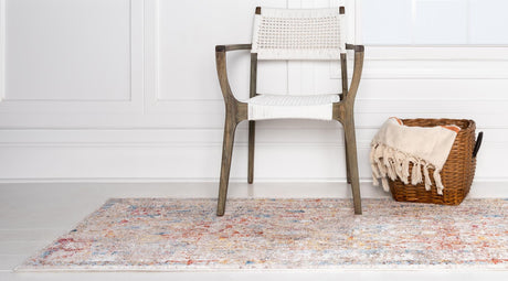 Multicolor 2' 7 x 8' 2 Brighton Runner Area Rug 100% Polyester With Jute Backing Vintage Distressed Colorful Traditional Carpet for Interior Room Design for Sale at Rug Engine