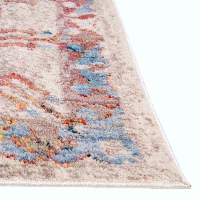 Multicolor 2' 7 x 8' 2 Brighton Runner Area Rug 100% Polyester With Jute Backing Vintage Distressed Colorful Traditional Carpet for Interior Room Design for Sale at Rug Engine