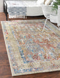Light Green 5' 3 x 7' 10 Brighton Rectangle Area Rug 100% Polyester With Jute Backing Vintage Distressed Colorful Traditional Carpet for Interior Room Design for Sale at Rug Engine