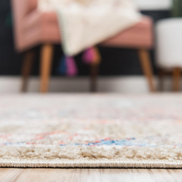 Light Green 5' 3 x 7' 10 Brighton Rectangle Area Rug 100% Polyester With Jute Backing Vintage Distressed Colorful Traditional Carpet for Interior Room Design for Sale at Rug Engine