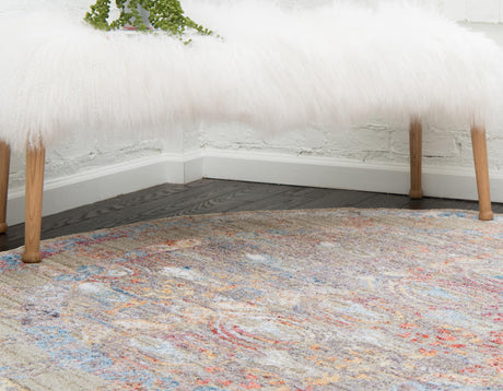 Light Green 3' 3 x 3' 3 Brighton Round Area Rug 100% Polyester With Jute Backing Vintage Distressed Colorful Traditional Carpet for Interior Room Design for Sale at Rug Engine