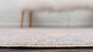 Light Green 3' 3 x 3' 3 Brighton Round Area Rug 100% Polyester With Jute Backing Vintage Distressed Colorful Traditional Carpet for Interior Room Design for Sale at Rug Engine