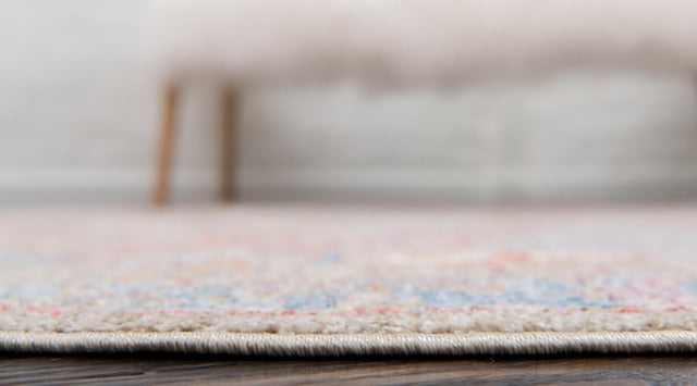 Light Green 3' 3 x 3' 3 Brighton Round Area Rug 100% Polyester With Jute Backing Vintage Distressed Colorful Traditional Carpet for Interior Room Design for Sale at Rug Engine