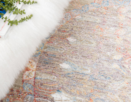 Light Green 3' 3 x 3' 3 Brighton Round Area Rug 100% Polyester With Jute Backing Vintage Distressed Colorful Traditional Carpet for Interior Room Design for Sale at Rug Engine