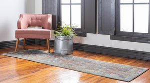 Light Green 2' 7 x 8' 2 Brighton Runner Area Rug 100% Polyester With Jute Backing Vintage Distressed Colorful Traditional Carpet for Interior Room Design for Sale at Rug Engine