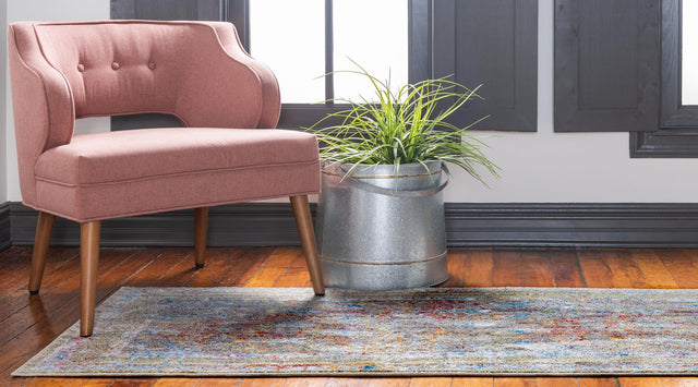 Light Green 2' 7 x 8' 2 Brighton Runner Area Rug 100% Polyester With Jute Backing Vintage Distressed Colorful Traditional Carpet for Interior Room Design for Sale at Rug Engine